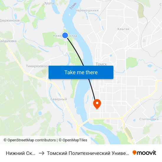 Нижний Склад to Томский Политехнический Университет map