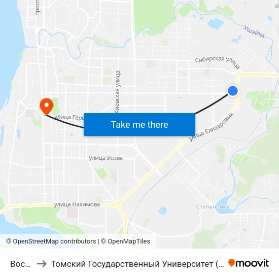 Восточная to Томский Государственный Университет (Институт Экономики И Менеджмента) map