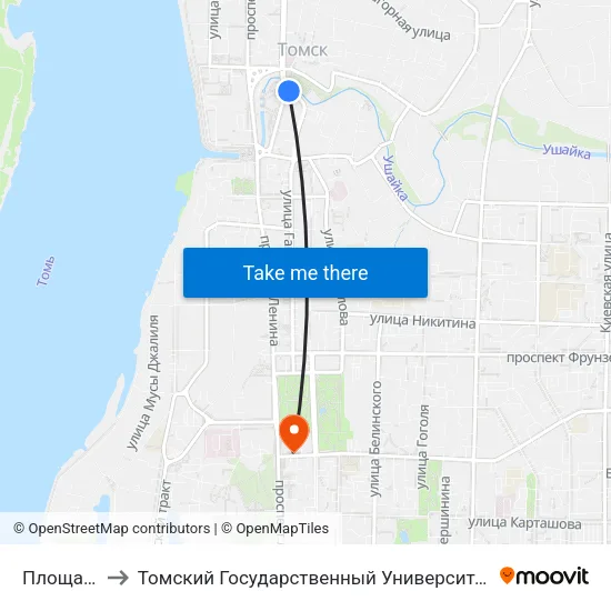 Площадь Ленина to Томский Государственный Университет (Институт Экономики И Менеджмента) map