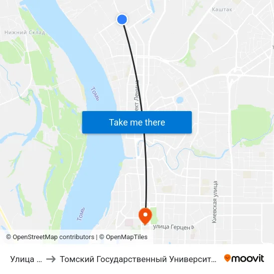 Улица Бердская to Томский Государственный Университет (Институт Экономики И Менеджмента) map