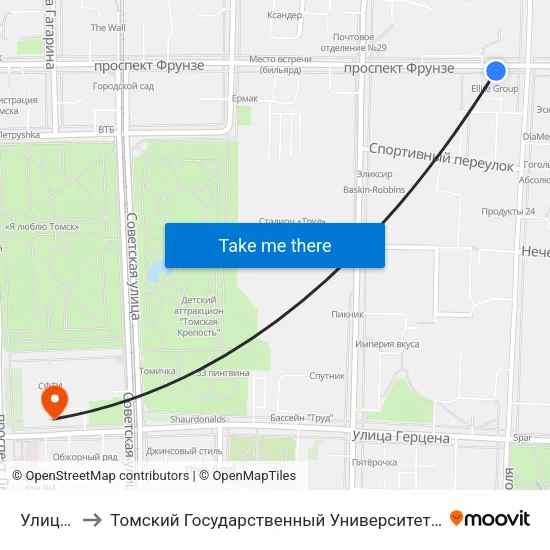 Улица Гоголя to Томский Государственный Университет (Институт Экономики И Менеджмента) map