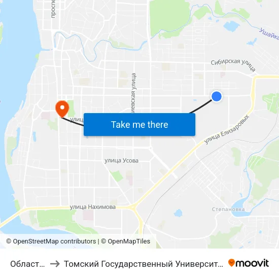 Областной Рынок to Томский Государственный Университет (Институт Экономики И Менеджмента) map