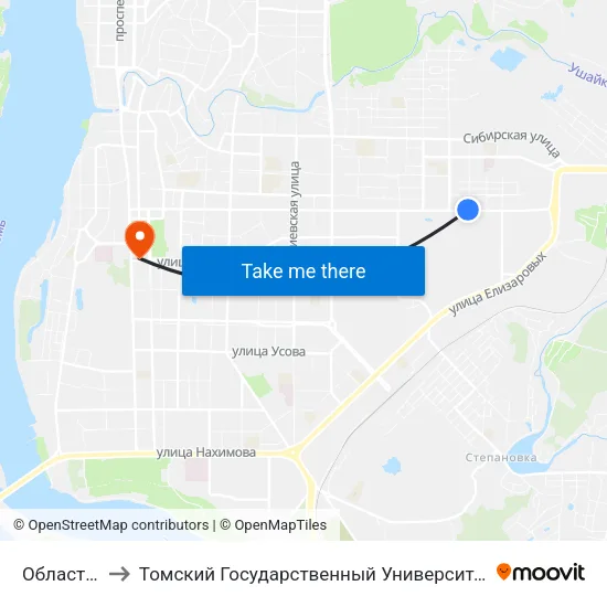Областной Рынок to Томский Государственный Университет (Институт Экономики И Менеджмента) map
