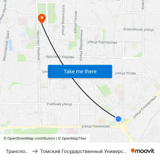 Транспортное Кольцо to Томский Государственный Университет (Институт Экономики И Менеджмента) map
