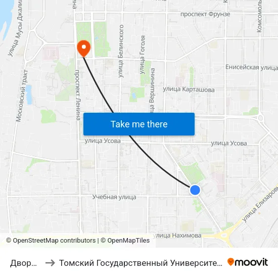 Дворец Спорта to Томский Государственный Университет (Институт Экономики И Менеджмента) map