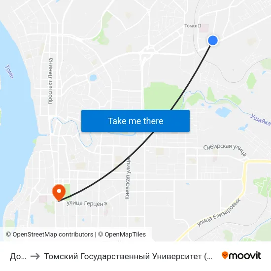 Досааф to Томский Государственный Университет (Институт Экономики И Менеджмента) map