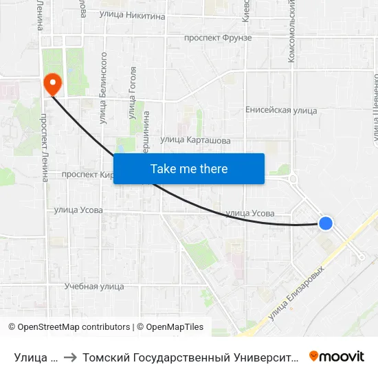 Улица Косарева to Томский Государственный Университет (Институт Экономики И Менеджмента) map