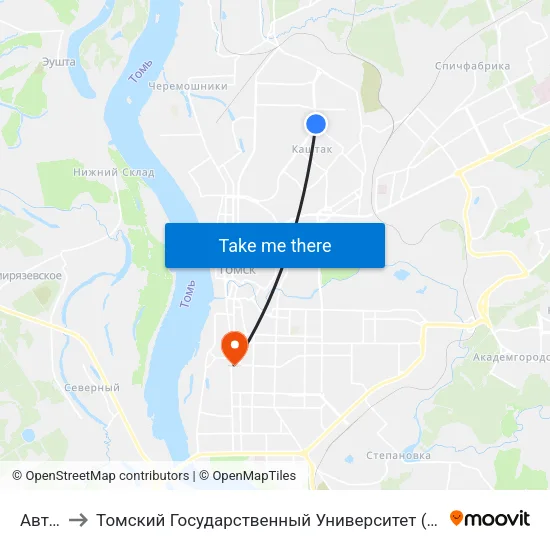Автопарк to Томский Государственный Университет (Институт Экономики И Менеджмента) map