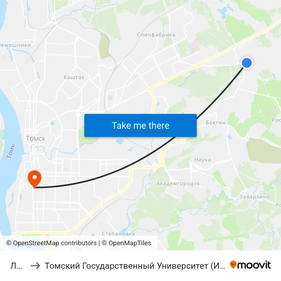 Лесная to Томский Государственный Университет (Институт Экономики И Менеджмента) map