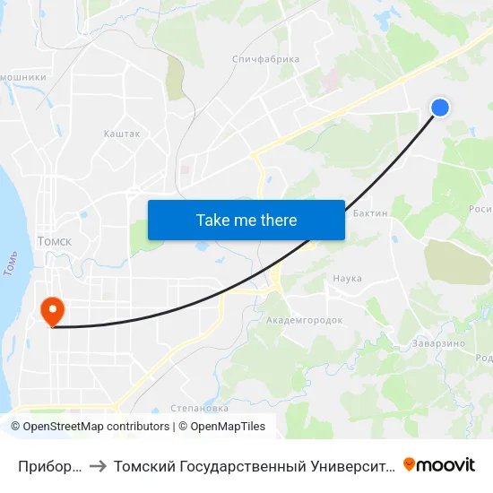 Приборный Завод to Томский Государственный Университет (Институт Экономики И Менеджмента) map