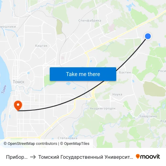 Приборный Завод to Томский Государственный Университет (Институт Экономики И Менеджмента) map