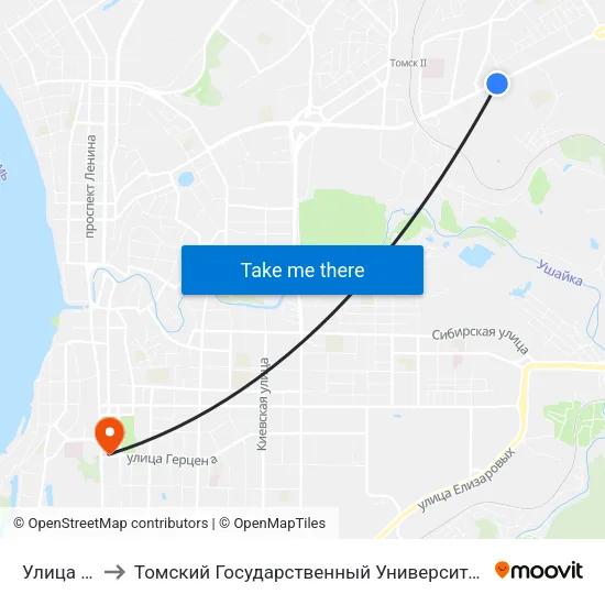 Улица Мичурина to Томский Государственный Университет (Институт Экономики И Менеджмента) map