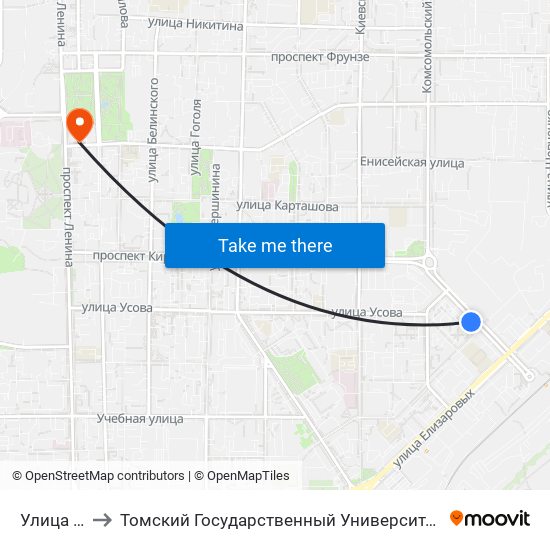 Улица Косарева to Томский Государственный Университет (Институт Экономики И Менеджмента) map