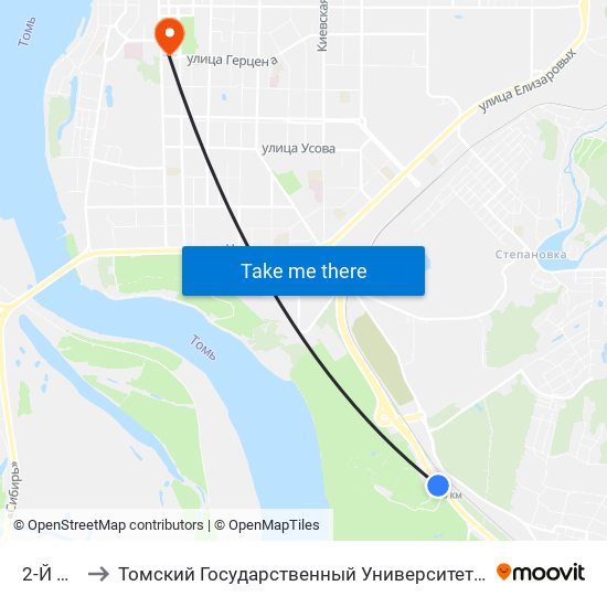 2-Й Переезд to Томский Государственный Университет (Институт Экономики И Менеджмента) map