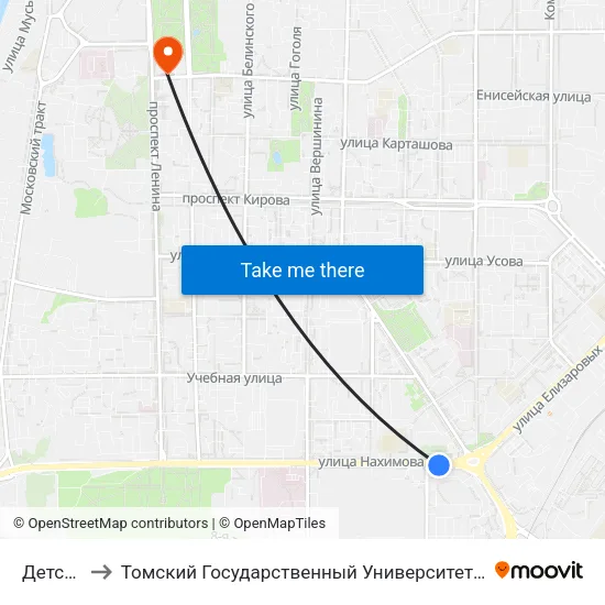Детский Мир to Томский Государственный Университет (Институт Экономики И Менеджмента) map