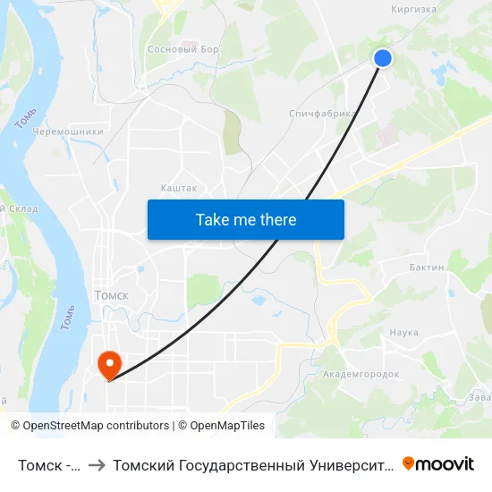Томск - Северный to Томский Государственный Университет (Институт Экономики И Менеджмента) map