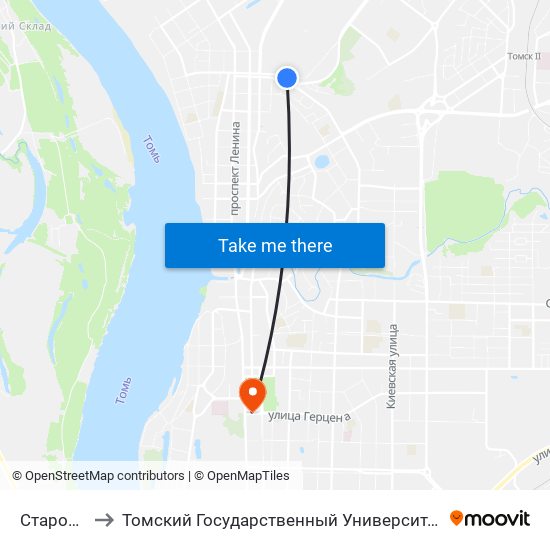 Старокаштачная to Томский Государственный Университет (Институт Экономики И Менеджмента) map