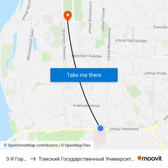 3-Я Гор. Больница to Томский Государственный Университет (Институт Экономики И Менеджмента) map
