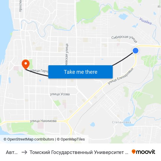 Автоцентр to Томский Государственный Университет (Институт Экономики И Менеджмента) map