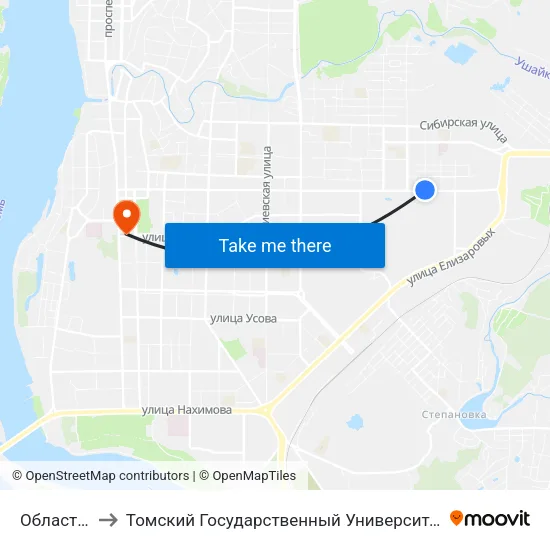 Областной Рынок to Томский Государственный Университет (Институт Экономики И Менеджмента) map