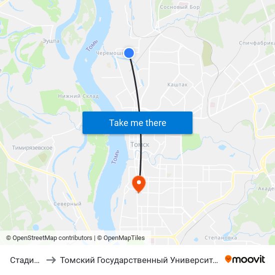 Стадион Восход to Томский Государственный Университет (Институт Экономики И Менеджмента) map