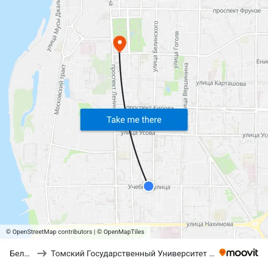 Белинского to Томский Государственный Университет (Институт Экономики И Менеджмента) map
