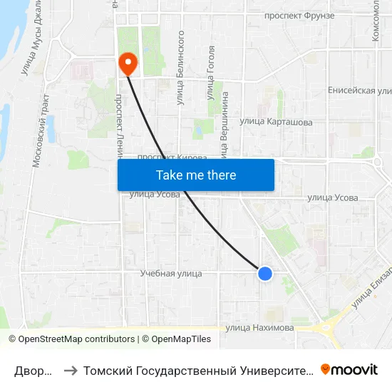 Дворец Спорта to Томский Государственный Университет (Институт Экономики И Менеджмента) map