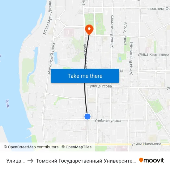 Улица Учебная to Томский Государственный Университет (Институт Экономики И Менеджмента) map
