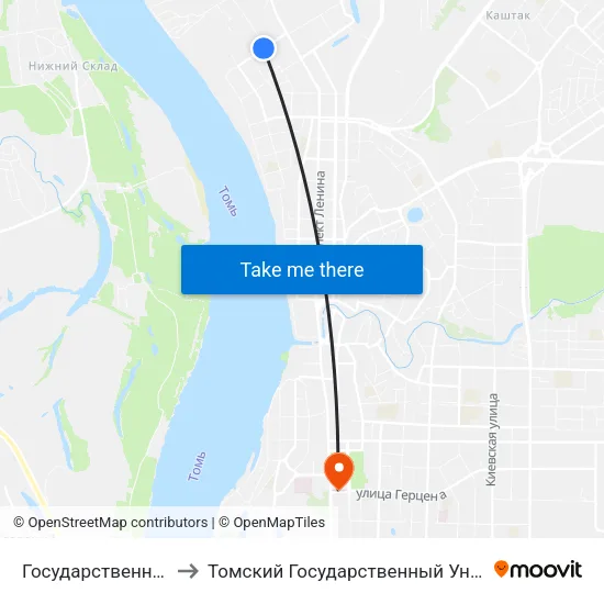 Государственный Архив Томской Области to Томский Государственный Университет (Институт Экономики И Менеджмента) map