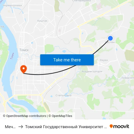 Мечникова to Томский Государственный Университет (Институт Экономики И Менеджмента) map