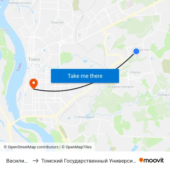 Василия Болдырева to Томский Государственный Университет (Институт Экономики И Менеджмента) map
