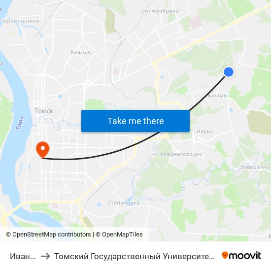 Ивановского to Томский Государственный Университет (Институт Экономики И Менеджмента) map