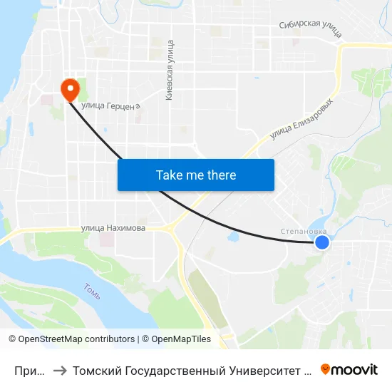 Приречная to Томский Государственный Университет (Институт Экономики И Менеджмента) map