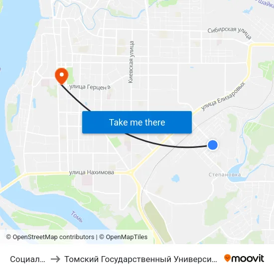 Социалистическая to Томский Государственный Университет (Институт Экономики И Менеджмента) map