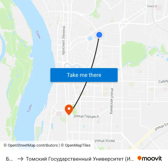 Башня to Томский Государственный Университет (Институт Экономики И Менеджмента) map