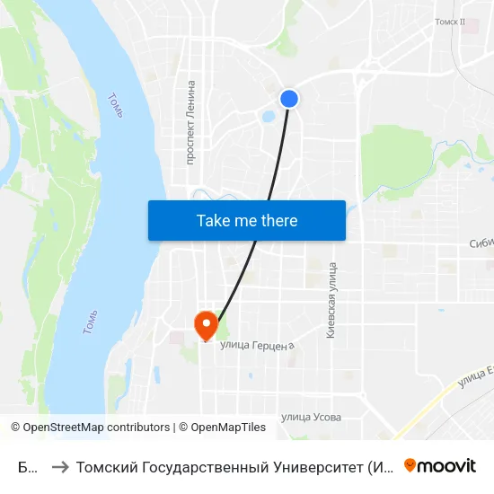 Башня to Томский Государственный Университет (Институт Экономики И Менеджмента) map