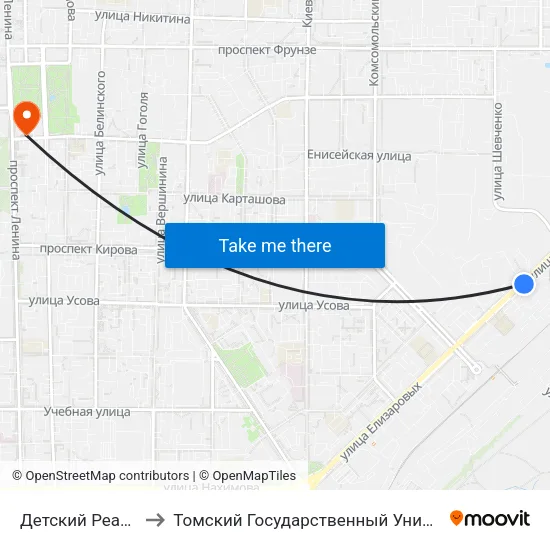 Детский Реабилитационный Центр to Томский Государственный Университет (Институт Экономики И Менеджмента) map