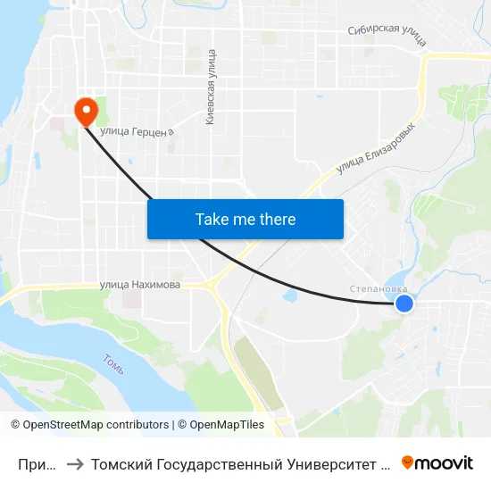 Приречная to Томский Государственный Университет (Институт Экономики И Менеджмента) map
