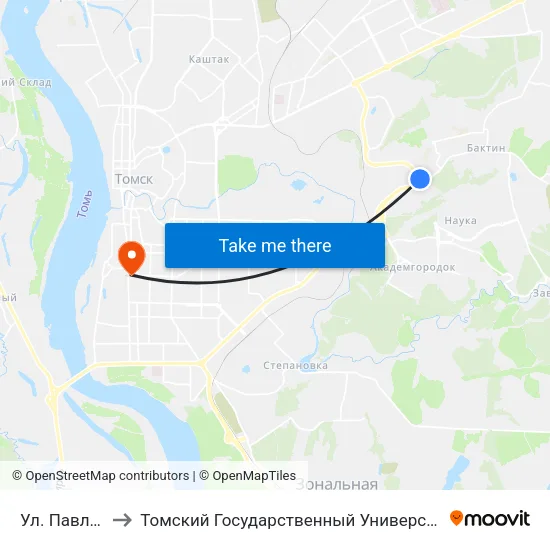Ул. Павла Нарановича to Томский Государственный Университет (Институт Экономики И Менеджмента) map