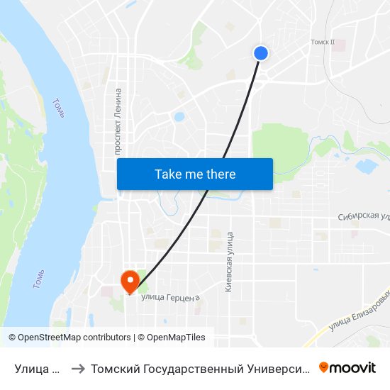 Улица Вокзальная to Томский Государственный Университет (Институт Экономики И Менеджмента) map
