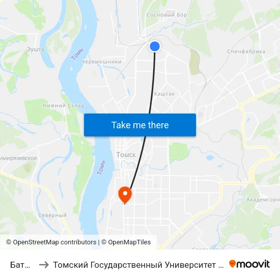 Батистовая to Томский Государственный Университет (Институт Экономики И Менеджмента) map