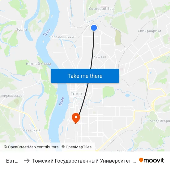 Батистовая to Томский Государственный Университет (Институт Экономики И Менеджмента) map