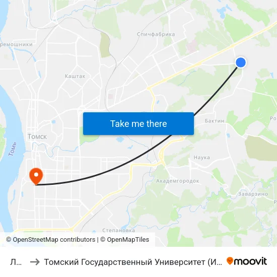 Лесная to Томский Государственный Университет (Институт Экономики И Менеджмента) map