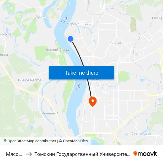 Мясокомбинат to Томский Государственный Университет (Институт Экономики И Менеджмента) map
