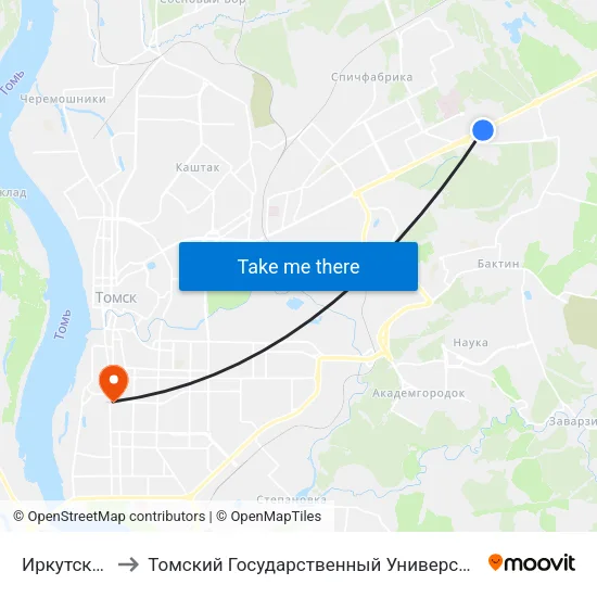 Иркутский Тракт, 177 to Томский Государственный Университет (Институт Экономики И Менеджмента) map