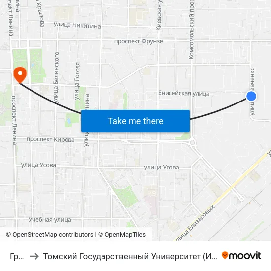 Грэс - 2 to Томский Государственный Университет (Институт Экономики И Менеджмента) map
