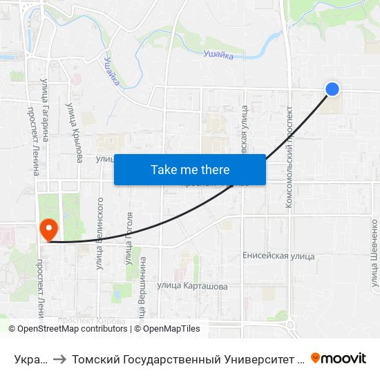 Украинская to Томский Государственный Университет (Институт Экономики И Менеджмента) map