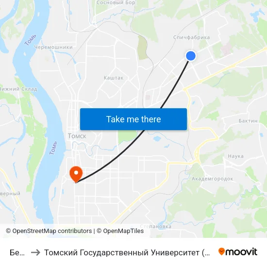 Беринга to Томский Государственный Университет (Институт Экономики И Менеджмента) map