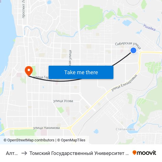 Алтайская to Томский Государственный Университет (Институт Экономики И Менеджмента) map