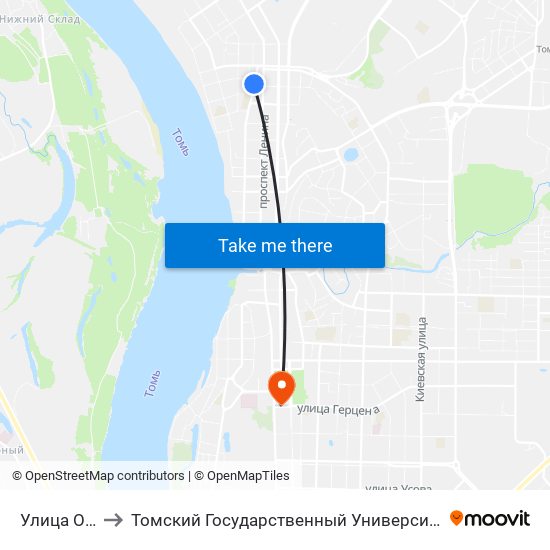 Улица Островского to Томский Государственный Университет (Институт Экономики И Менеджмента) map
